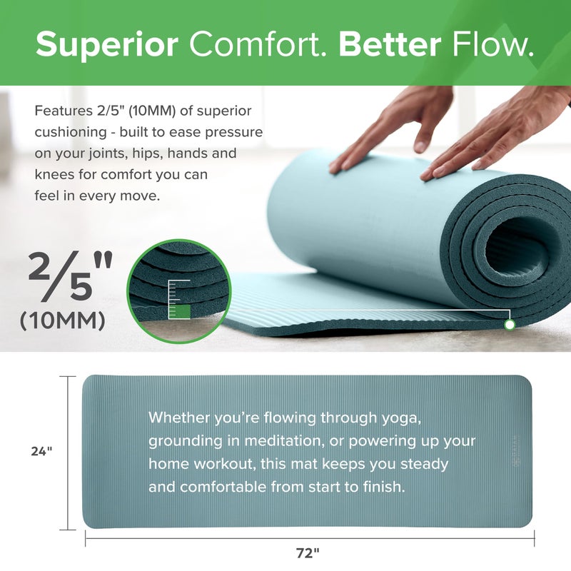 Gaiam Essentials Thick Yoga Mat Fitness & Exercise Mat with Easy-Cinch Carrier Strap, Orange, 72""L X 24""W X 2/5 Inch Thick-10mm - Image 2